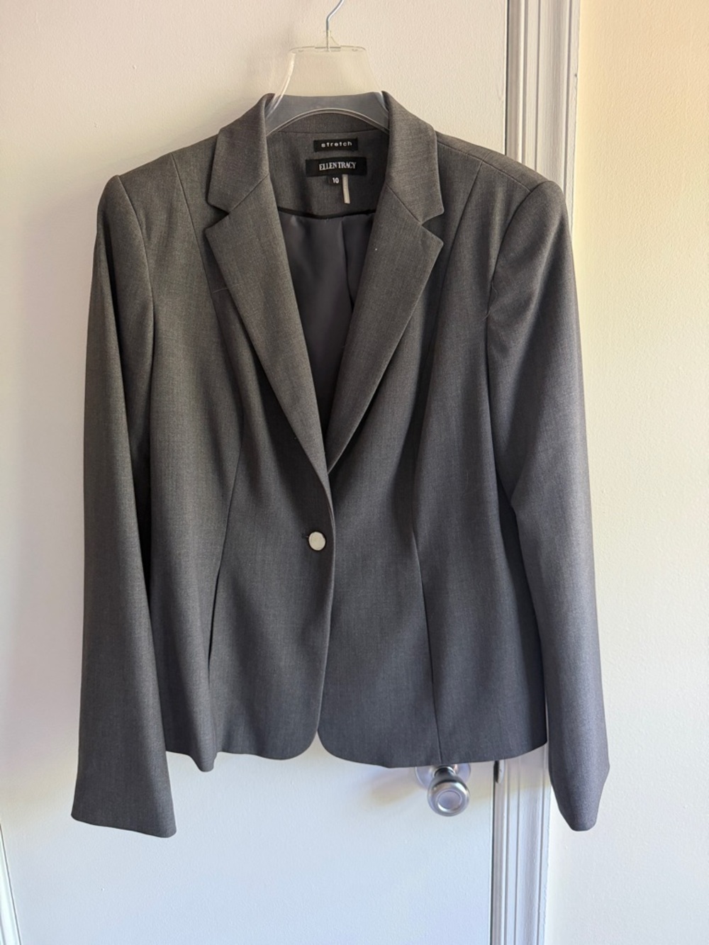 Ellen Tracy Charcoal Single-Button Tailored Blazer